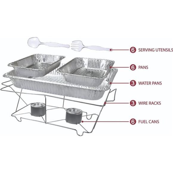 24 Piece Party Serving Kit Includes Chafing Dish Buffet Set and Serving Utensils - Picture 2 of 6